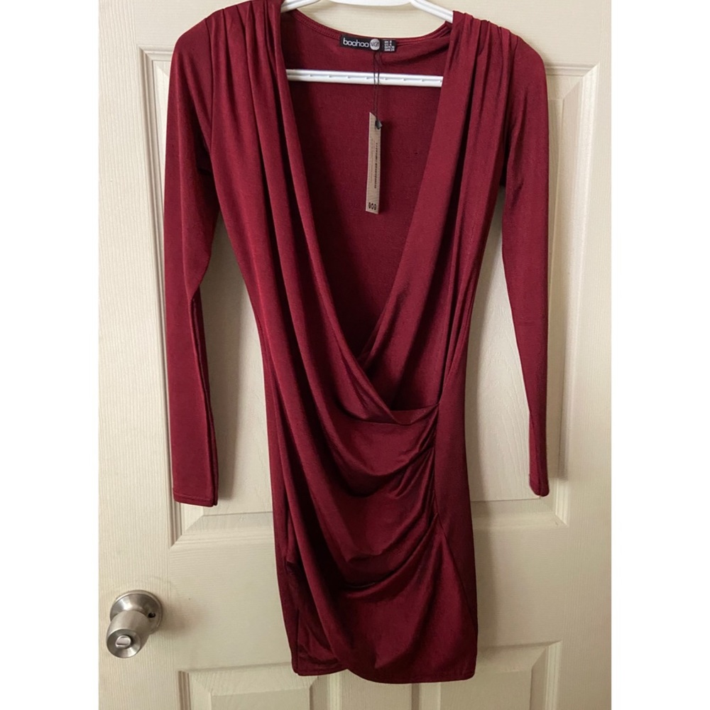 Eli Slinky Drape Front Sleeve Bodycon